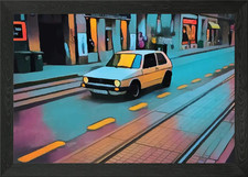 Golf in the City Framed Wall Art Poster Canvas Print Picture