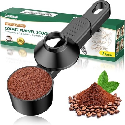 Coffee Scoop & Funnel for Reusable K Cup Refillable Coffee Pods: 2 Tablespoon