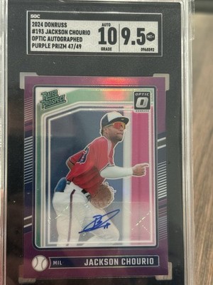 Panini 2024 Donruss Optic Jackson Chourio #193 Rated Prospect Auto Purple /49