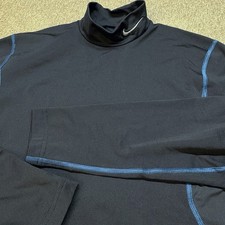 Nike Pro Combat Shirt Mens M Fitted Navy Dri-Fit Compression Long Sleeve Mock