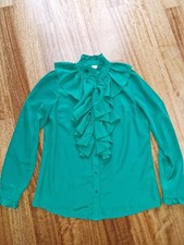 Rüschen Bluse Damen S 36 grün elegant Vinta...