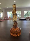 Vintage Cambridge Glass Flower Frog Nude Bashful Charlotte 12 Holes Large 11” T