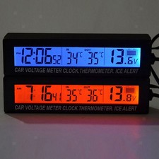 Thermometer 12V Auto LCD Digitaluhr für den Außenbereich Temperatur  Voltmeter