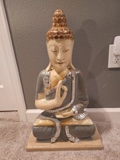 25 Inches X 15 Inches FENG SHUI WOOD BUDDHA STATUE.