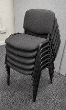Grey Fabric Stacking Meeting Room Visitor Office Chair Black Metal Legs set of 7