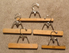5 vintage Wooden SETWELL pant skirt HANGERS 8", 3 10", 13" long