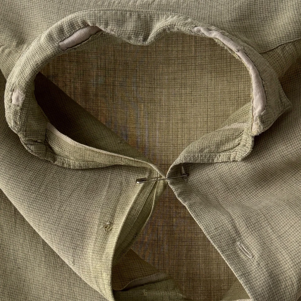 1930s Vintage Antique German 'Pied-De-Poule' Faded Worn Work Shirt - Image 4 of 4