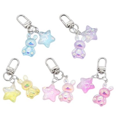 Cute Rabbit and Star Keychain Pendant Multifunctional Keyrings Key Ornaments