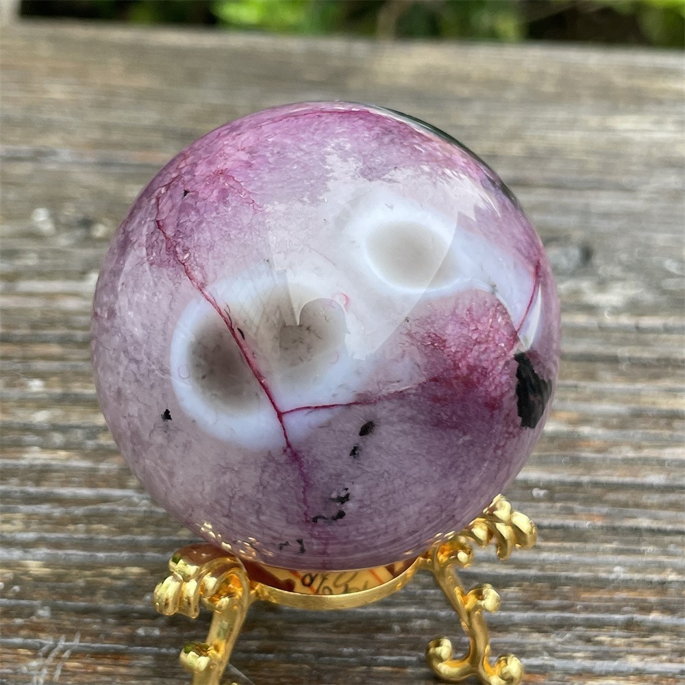 0.6LB 2.3" Black Sardponyx Amethyst Sphere Ball Crystal Quartz Heal Energy Reiki