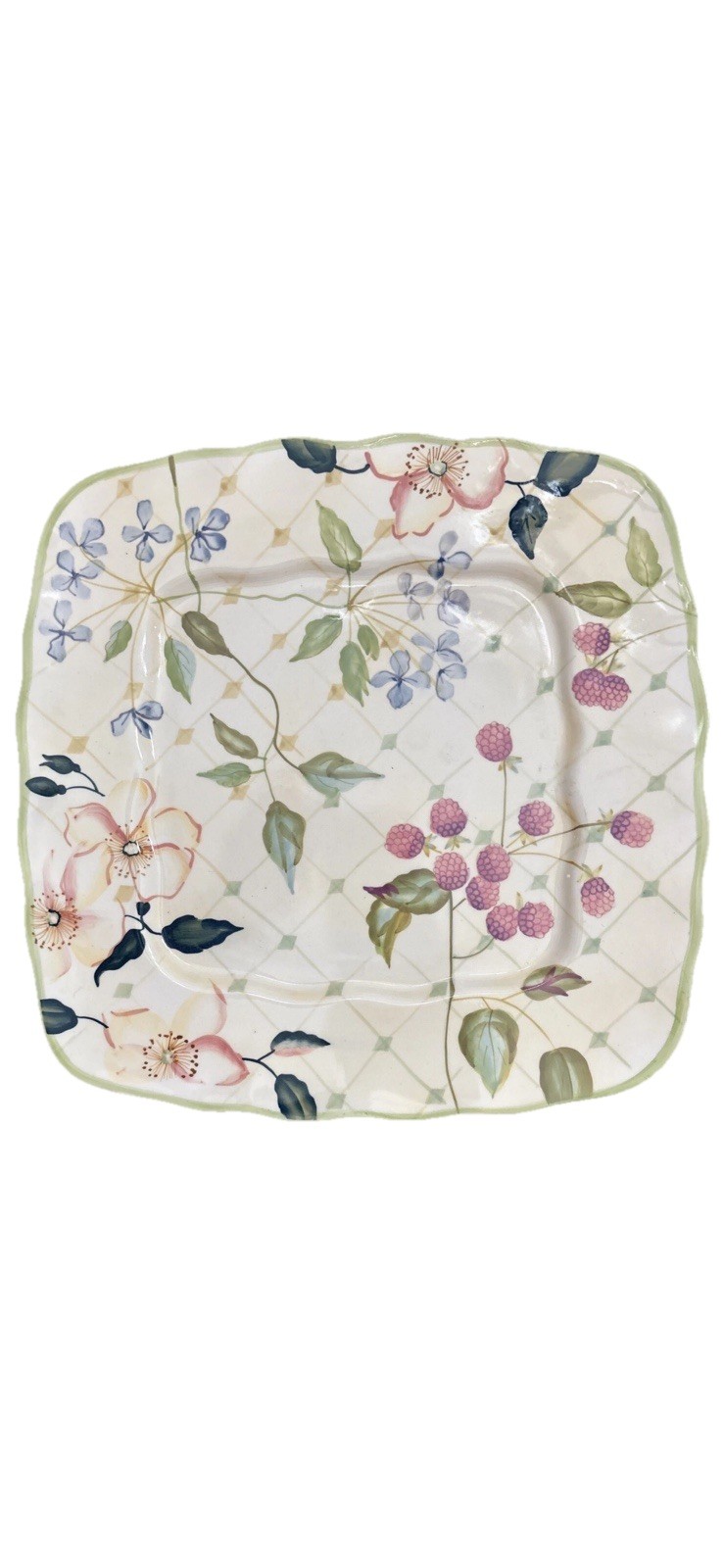 Vintage Hand Painted Tracy Porter Evelyn Pattern  11” Square Dinner Plate