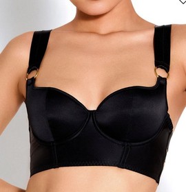 Bordelle Silk Push Up Bustier & Harness Brief - Black Size S 