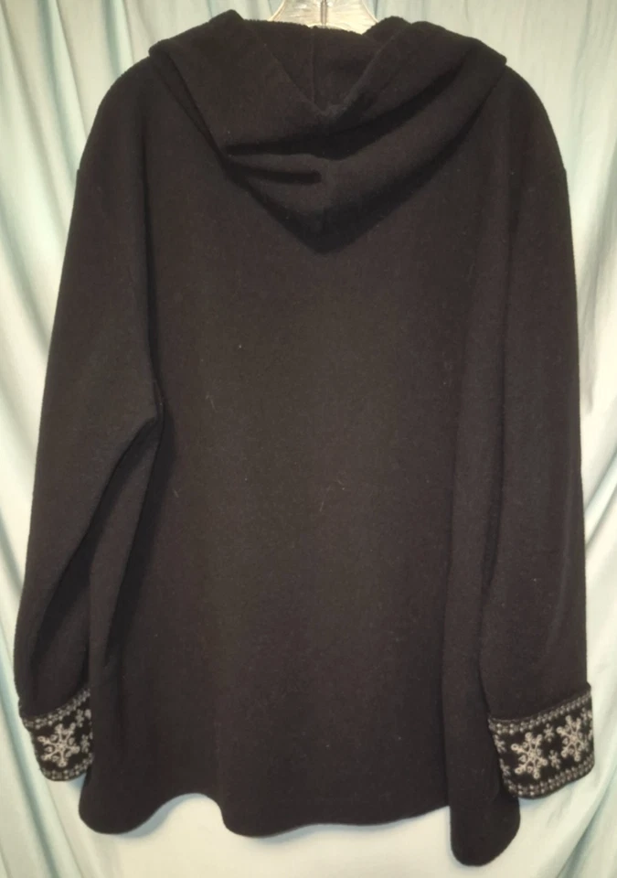 Fashion Bug Black Fair Isle Hooded Full Zip LS Fleece Jacket Women's Size 2X - Image 3 of 4