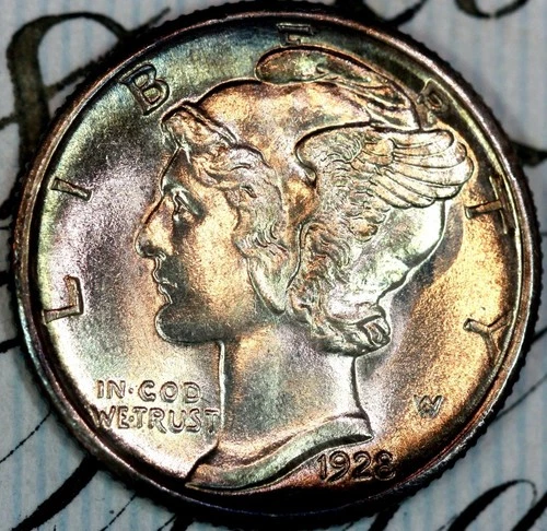 1928-S FSB PRISTINE+ GEM BU MS MERCURY SILVER DIME DC265 FROM MATTHEWS HOARD