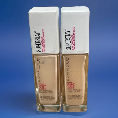 Maybelline SuperStay Foundation 24 HR 102 Fair Porcelain Lot Of 2 Bottles Read! - product listing photo
