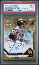 Jackson Merrill 2025 Topps Now Road to Opening Day Auto Gold #AJM /50 PSA 9 Mint