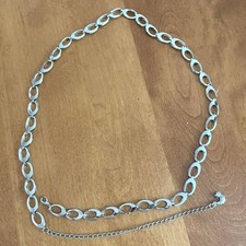 Vintage 90s Belt Adjustable Metal Oval Chain Boho Disc Silver Moon  Stars Charm