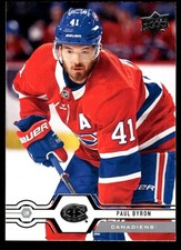 2019-20 Upper Deck #301 Paul Byron Montreal Canadiens Hockey Card