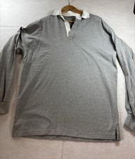 Mens Rugby Shirt Long Sleeve Cotton Polo Casual Collared Top Front Row