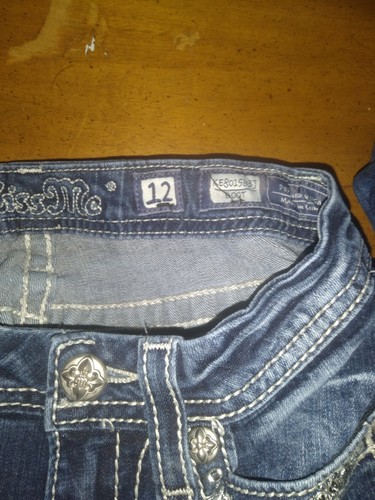 Miss Me Girls Jeans Size 12 Blue Boot Embellished Stretch KE8119B2J Flared Bling - Picture 4 of 6