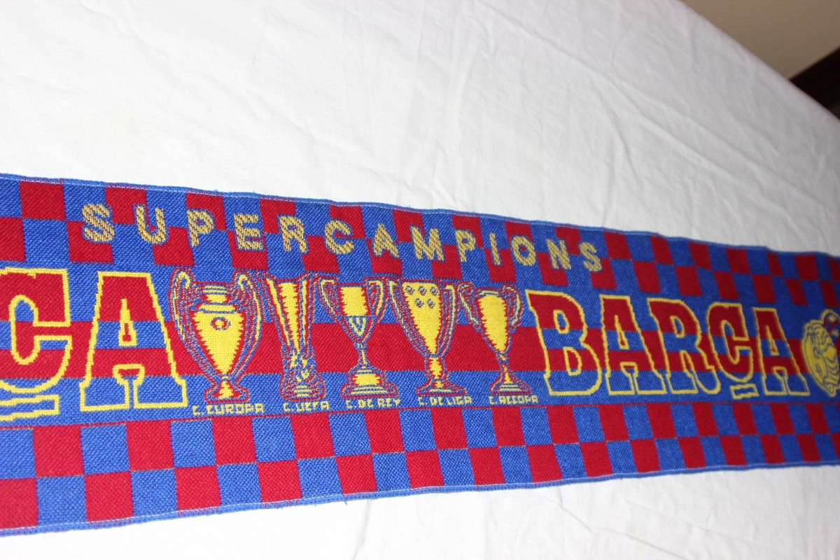 【vintage FC Barcelona football scarf】 FC Barcelona Scarf Spain Football Soccer Club FCB Official