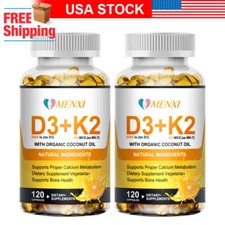  2 Bottles Vitamin K2 MK7 D3 5000 IU Supplement, BioPerine Capsules, Immune