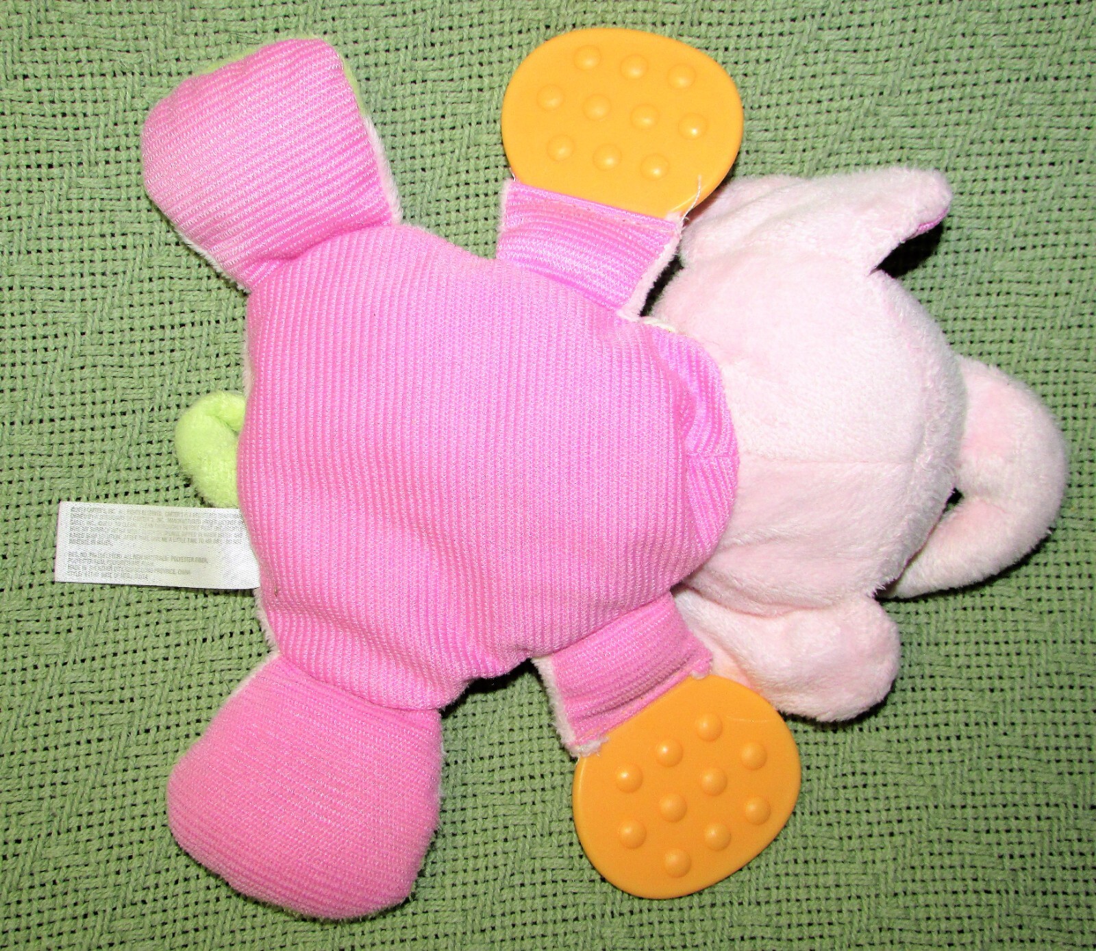 CARTERS PINK ELEPHANT RATTLE TEETHER STUFFED ANIMAL CRINKLE FEET 8" BABY TOY eBay