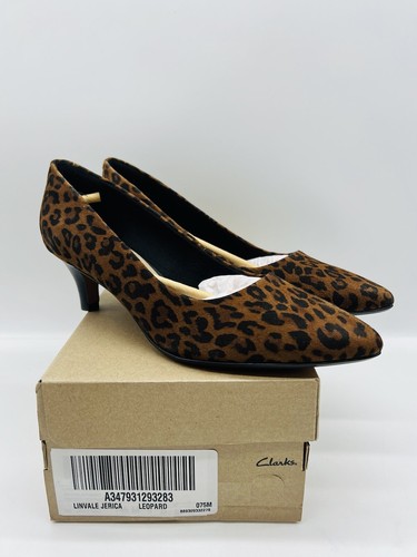 clarks heels leopard