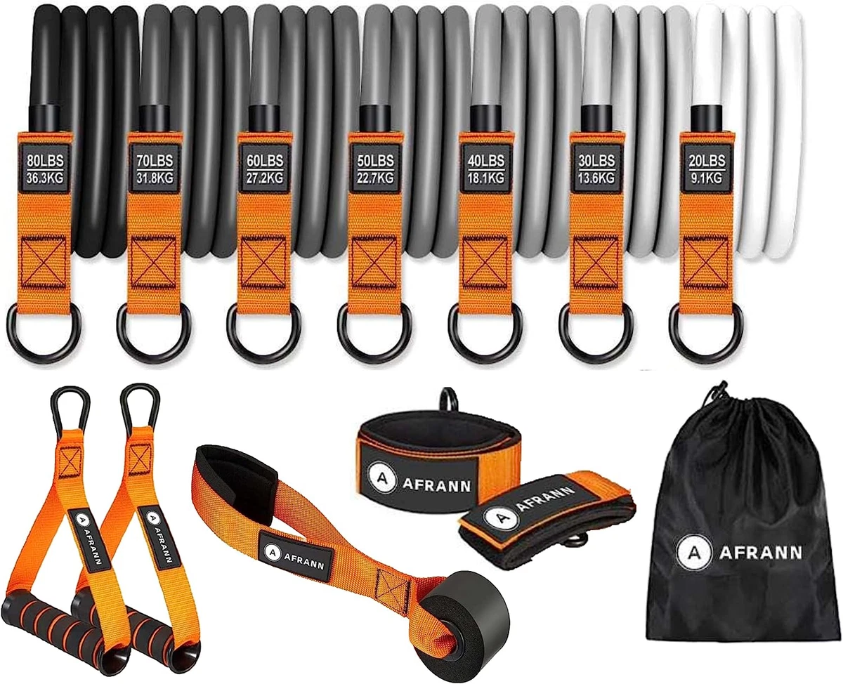 Heavy Fitness Resistance Bands 350Lbs Set with Handles Door Anchor Ankle Strap