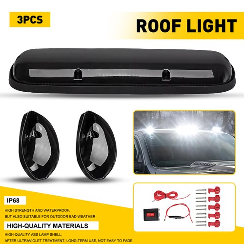 3PC Smoke Cab Roof Running White LED Lights for 02-07 Chevy Silverado GMC Sierra - Picture 15 of 23