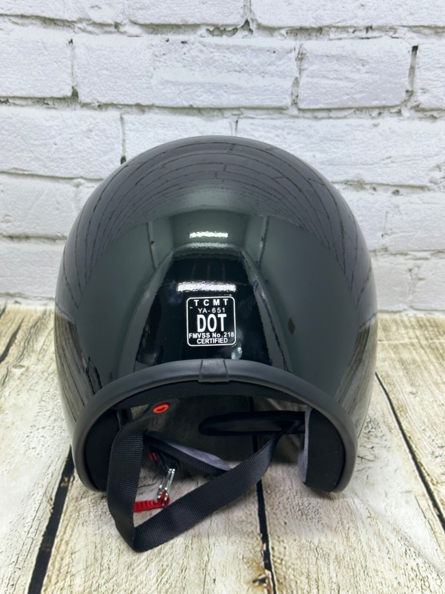 TCMT Open Face YA-651 Dot FMVSS No. 218 Certified Helmet Black XL