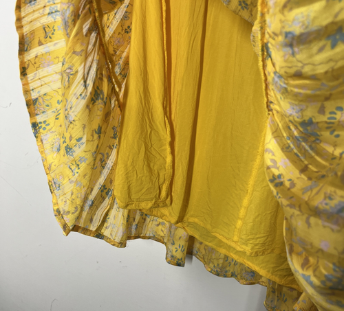 Urban Outfitters Pippa Babydoll Mini Dress Small Yellow Floral Chiffon Tiered - Picture 5 of 10