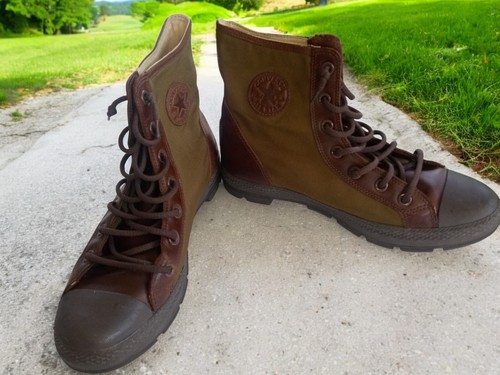 Scarpe vintage militari Converse All Star uomo 13 pelle verde - Foto 4 di 9