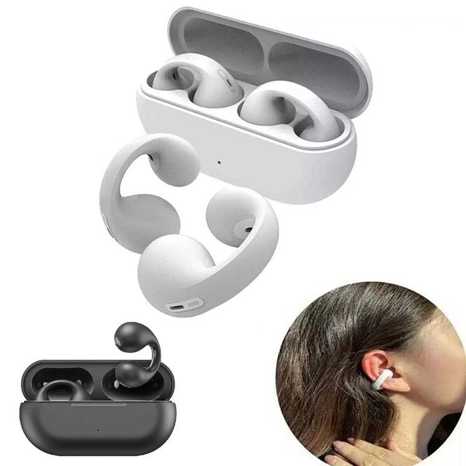 CUFFIE AURICOLARI BLUETOOTH 5.3 TWS ORECCHINO WIRELESS CLIP ORECCHIO SMATPHONE