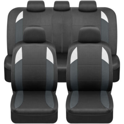 Monaco Car Seat Covers Full Set Front & Rear Bench for Auto Truck SUV Gray