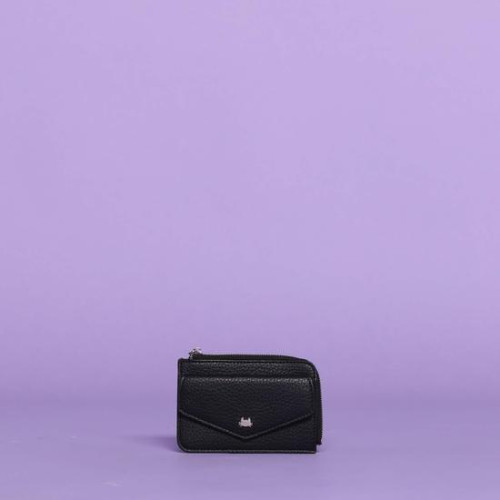 Cartera con cremallera y solapa negra - Mimi Mua