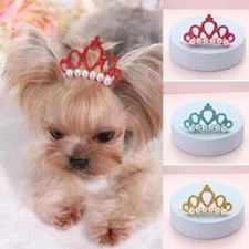 Pet Headwear Cat Grooming Crown Shape Bow-tie Hairpin Hair Clip Dog Bowkno FAST
