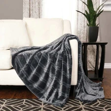 Life Comfort, 60"x70" Etched Stripe Luxe Velvet Throw (Choose Color)