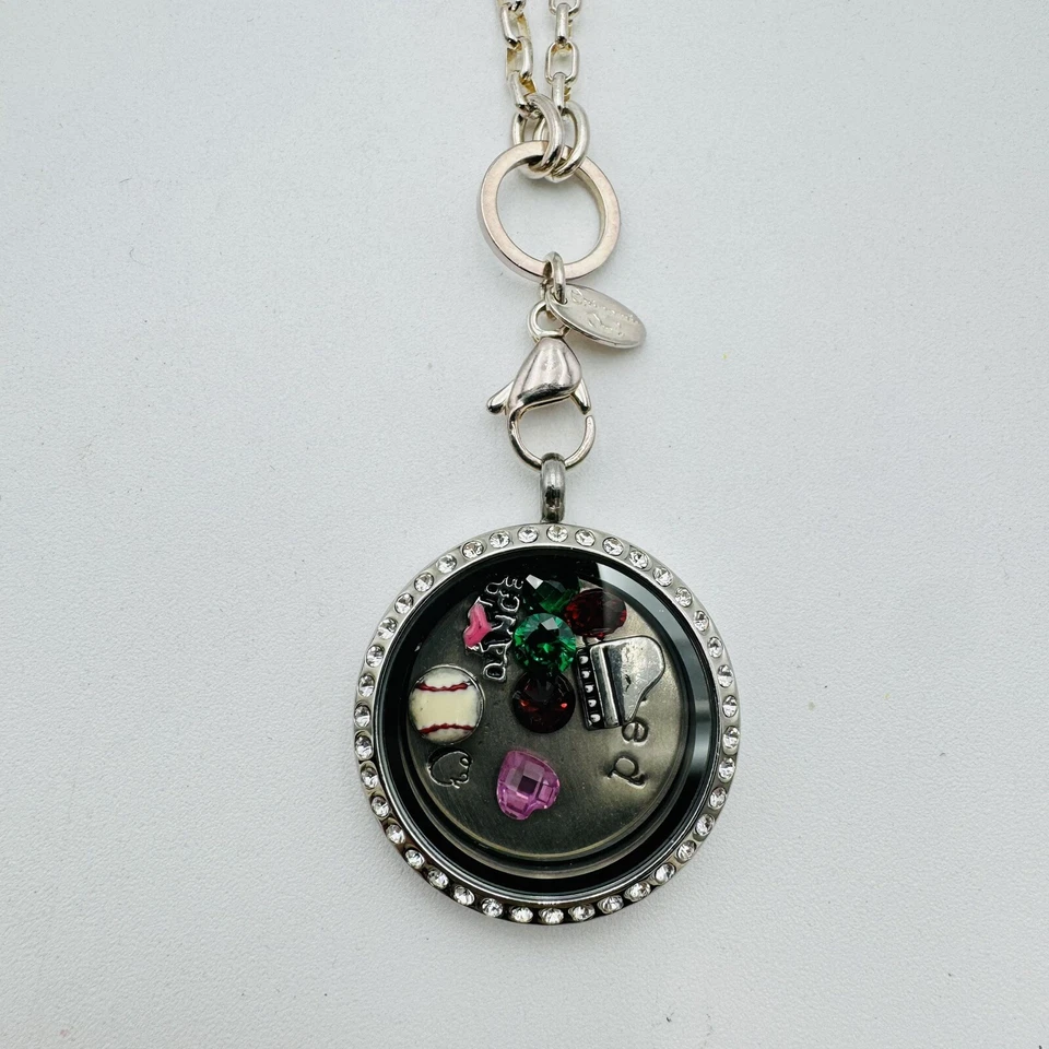 Origami Owl X-Large Hinged Silver Legacy Living Locket Swarovski Crystals + MORE - Image 2 of 4