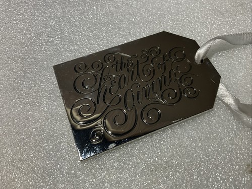 NEIMAN MARCUS Christmas Metal Gift Tag CHROMED  Ornament " THE HEART OF GIVING"