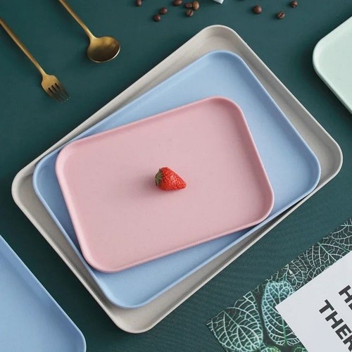 Large Capacity Wheat Straw Storage Tray Plastic Fruit Salad Tray Hotel - Picture 9 of 22
