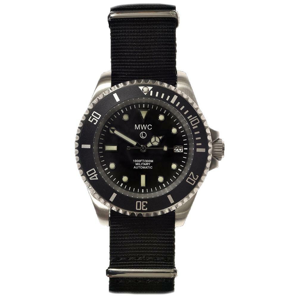 MWC Dephtmaster 1000mt Quarzo Swiss Acciaio Nero Zaffiro Ceramica Datario Diver Tessuto Militare Uomo Orologio