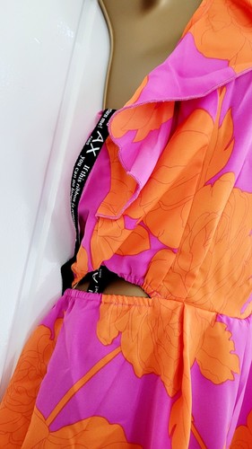 AX PARIS Mono Corto Rosa Naranja Floral Recortado Vacaciones de Verano NUEVO Talla 10 - Imagen 6 de 6