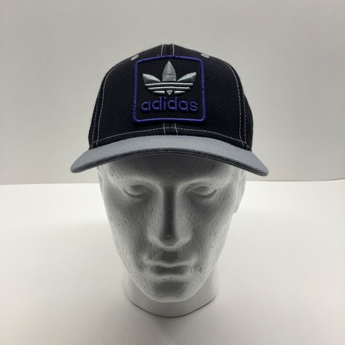 Adidas Snapback Hat Black Gray Purple Embroidered Logo Patch Adjustable Cap