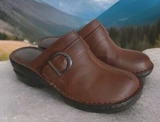Born BOC Clogs Leather Mules Brass Buckle Western Boho Wmns Sz 8 Ships From USA