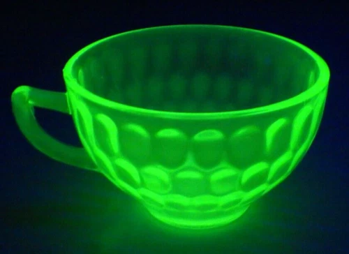 Federal Glass THUMBPRINT Uranium Green Cup Depression 1927-1930