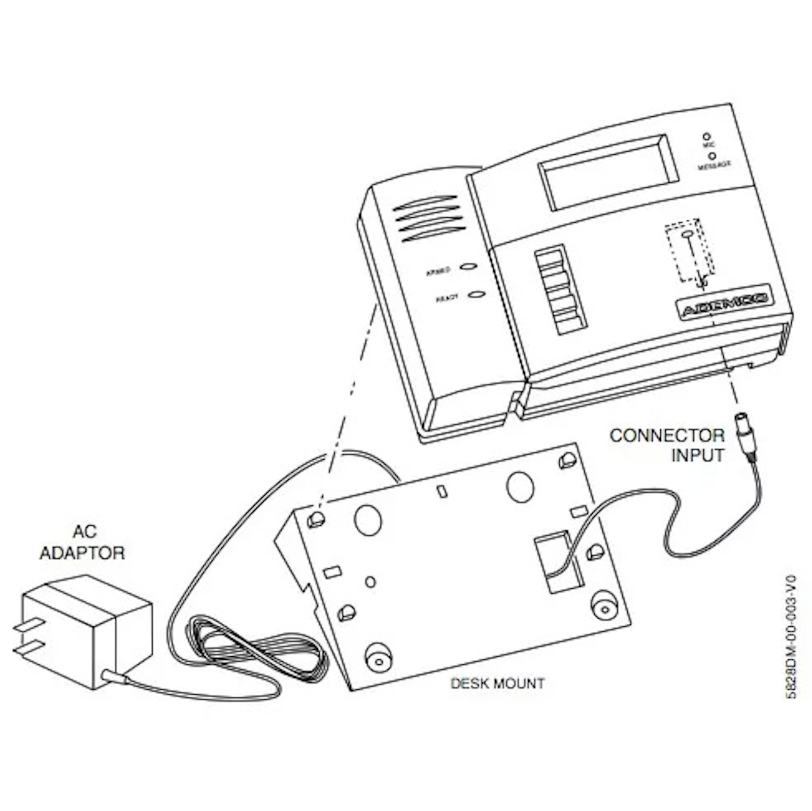 Honeywell 5828 Wireless English Alarm Keypad w/ Power Supply and Desk