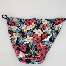 Vintage Floral String Bikini Stretchy Second Skin Liquid Shiny Satin XL 8