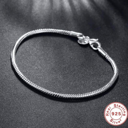 925 Sterling Silver Charm European Bracelet Soft Smooth Snake Bone Bracelets for - Picture 12 of 21