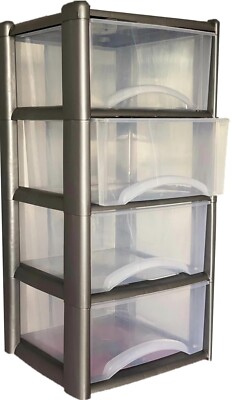 4 Ebenen große Kunststoff Aufbewahrung Schublade Schublade Turm Einheit Home School Büro Zimmer Ordnung
