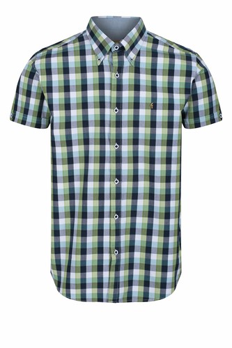 Chemise Homme Vintage à Carreaux - 100% Coton, Noir, Taille M, Manches Courtes, Neuf Avec étiquettes